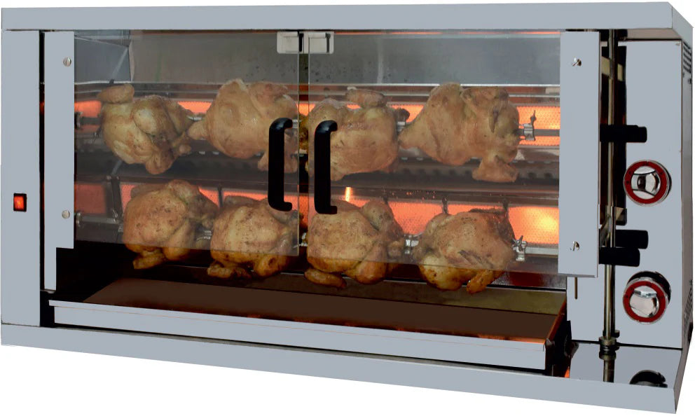 ISOFROST Hähnchengrill 2GSG mit 2 Spießen für 12 Hähnchen - 1160x450x570 mm