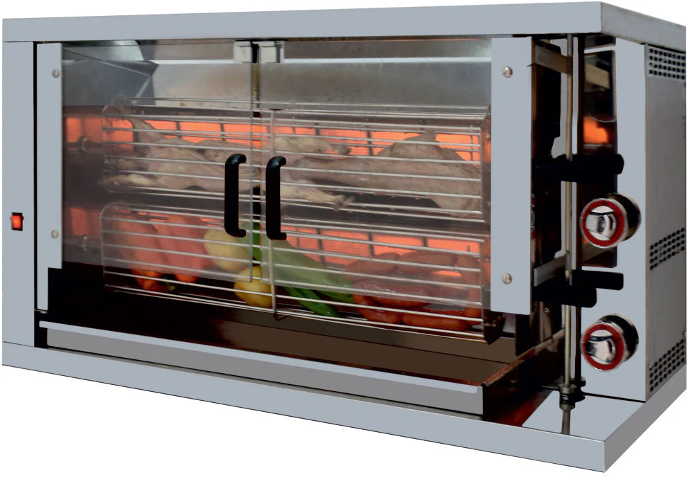 ISOFROST Hähnchengrill 2GSG mit 2 Spießen für 12 Hähnchen - 1160x450x570 mm