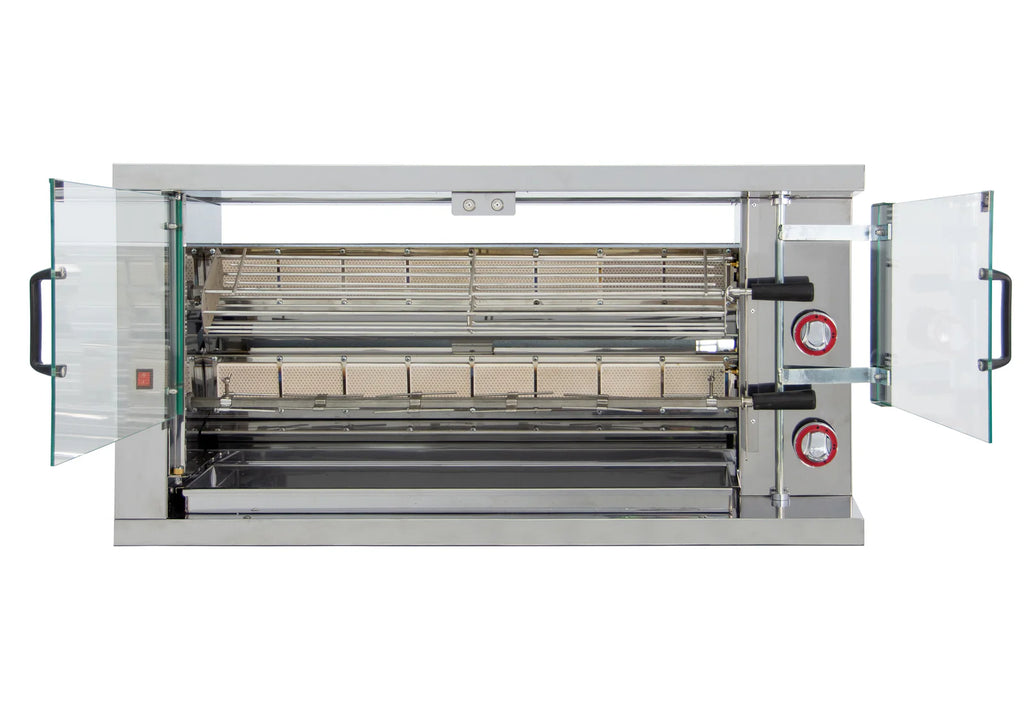 ISOFROST Hähnchengrill 2GSG mit 2 Spießen für 12 Hähnchen - 1160x450x570 mm