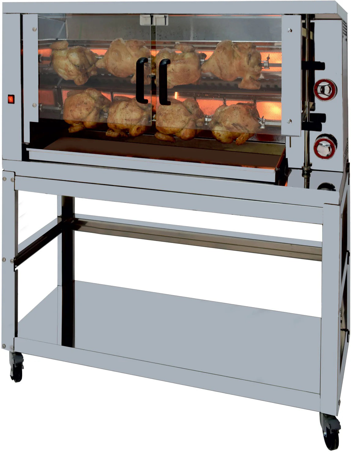 ISOFROST Hähnchengrill 2GSG mit 2 Spießen für 12 Hähnchen - 1160x450x570 mm