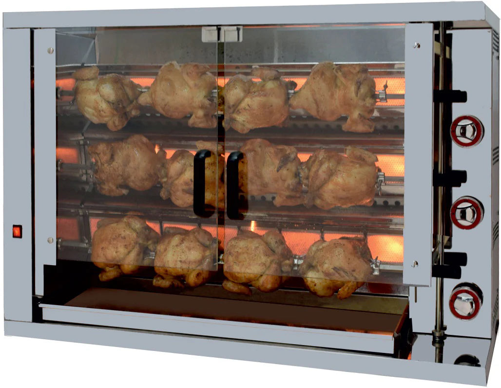 ISOFROST Hähnchengrill 3GSG mit 3 Spießen für 18 Hähnchen - 1160x450x930 mm
