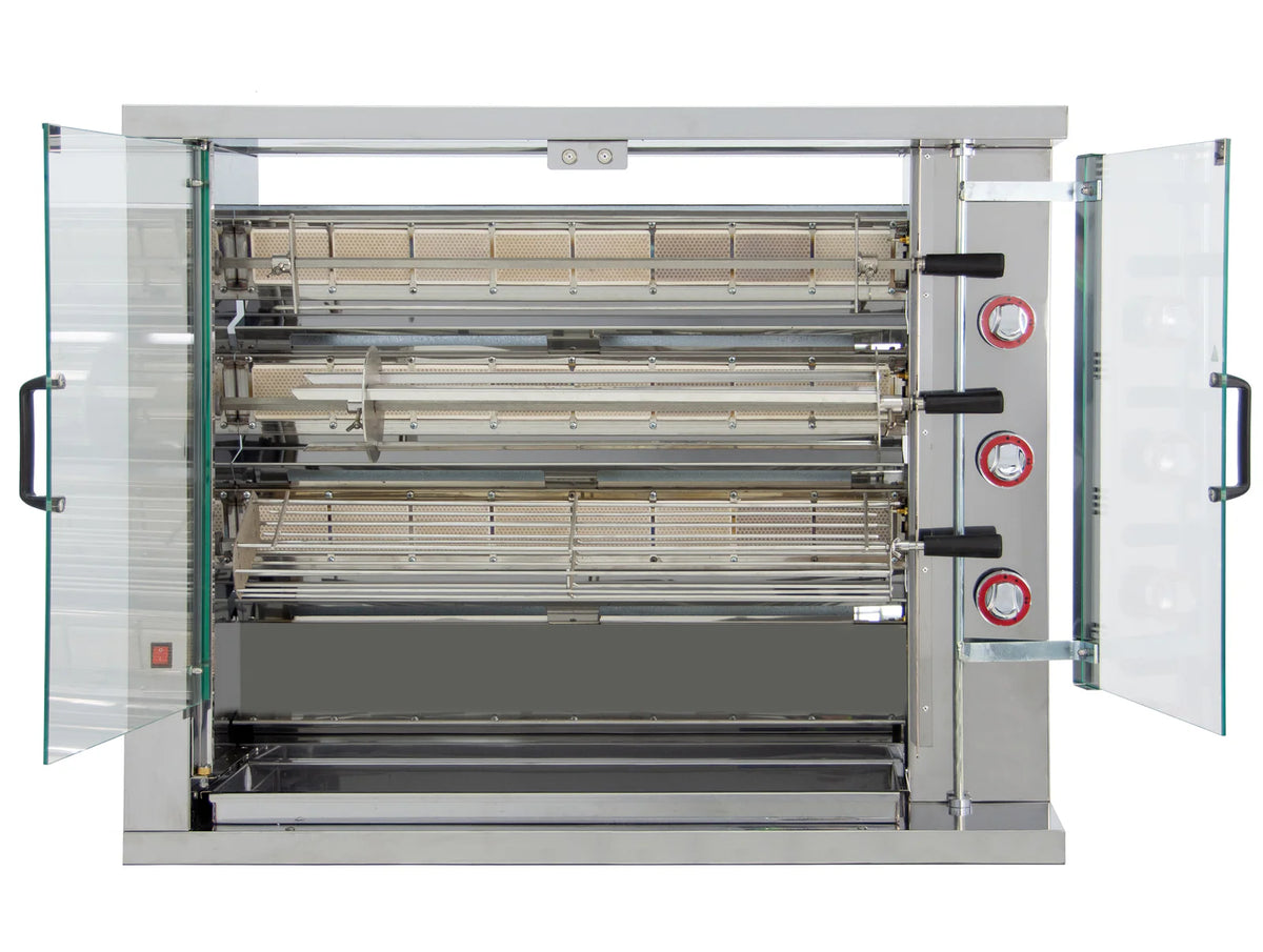 ISOFROST Hähnchengrill 3GSG mit 3 Spießen für 18 Hähnchen - 1160x450x930 mm