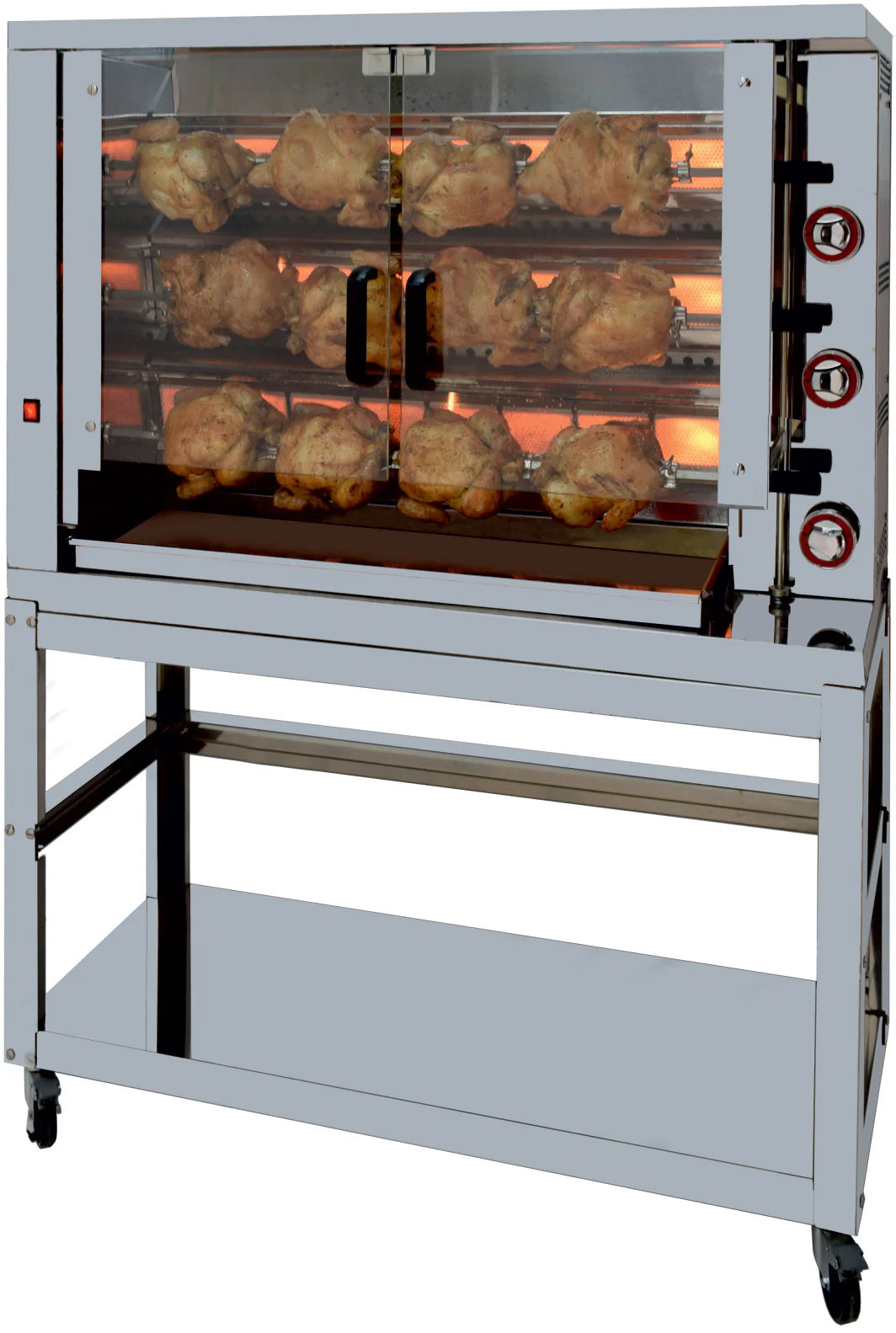 ISOFROST Hähnchengrill 3GSG mit 3 Spießen für 18 Hähnchen - 1160x450x930 mm