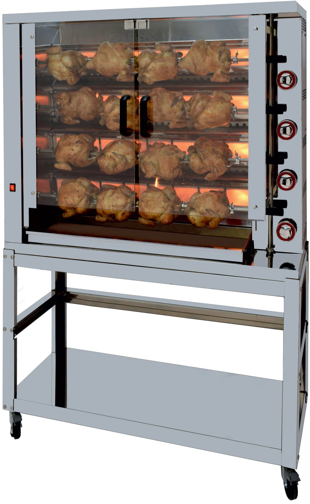 ISOFROST Hähnchengrill 4GSG mit 4 Spießen für 24 Hähnchen - 1160x450x930 mm