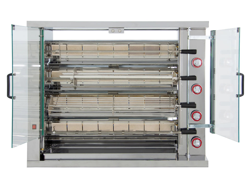 ISOFROST Hähnchengrill 4GSG mit 4 Spießen für 24 Hähnchen - 1160x450x930 mm
