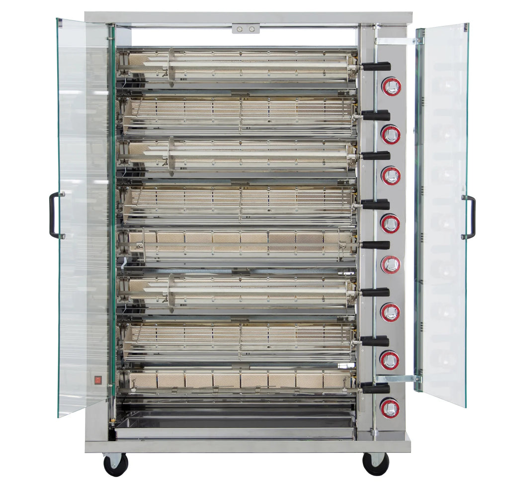ISOFROST Hähnchengrill 8GSG mit 8 Spießen für 48 Hähnchen - 1160x450x1650 mm