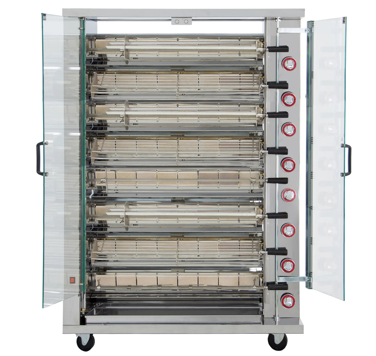 ISOFROST Hähnchengrill 8GSG mit 8 Spießen für 48 Hähnchen - 1160x450x1650 mm