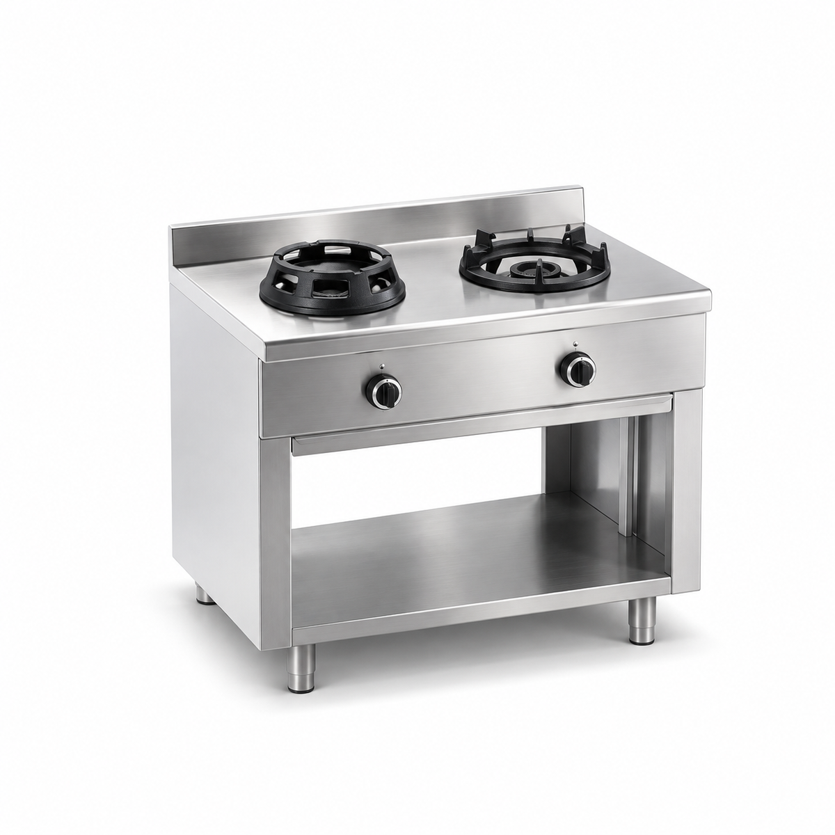 Gas-Wok-Herd einseitig – 2 Brenner