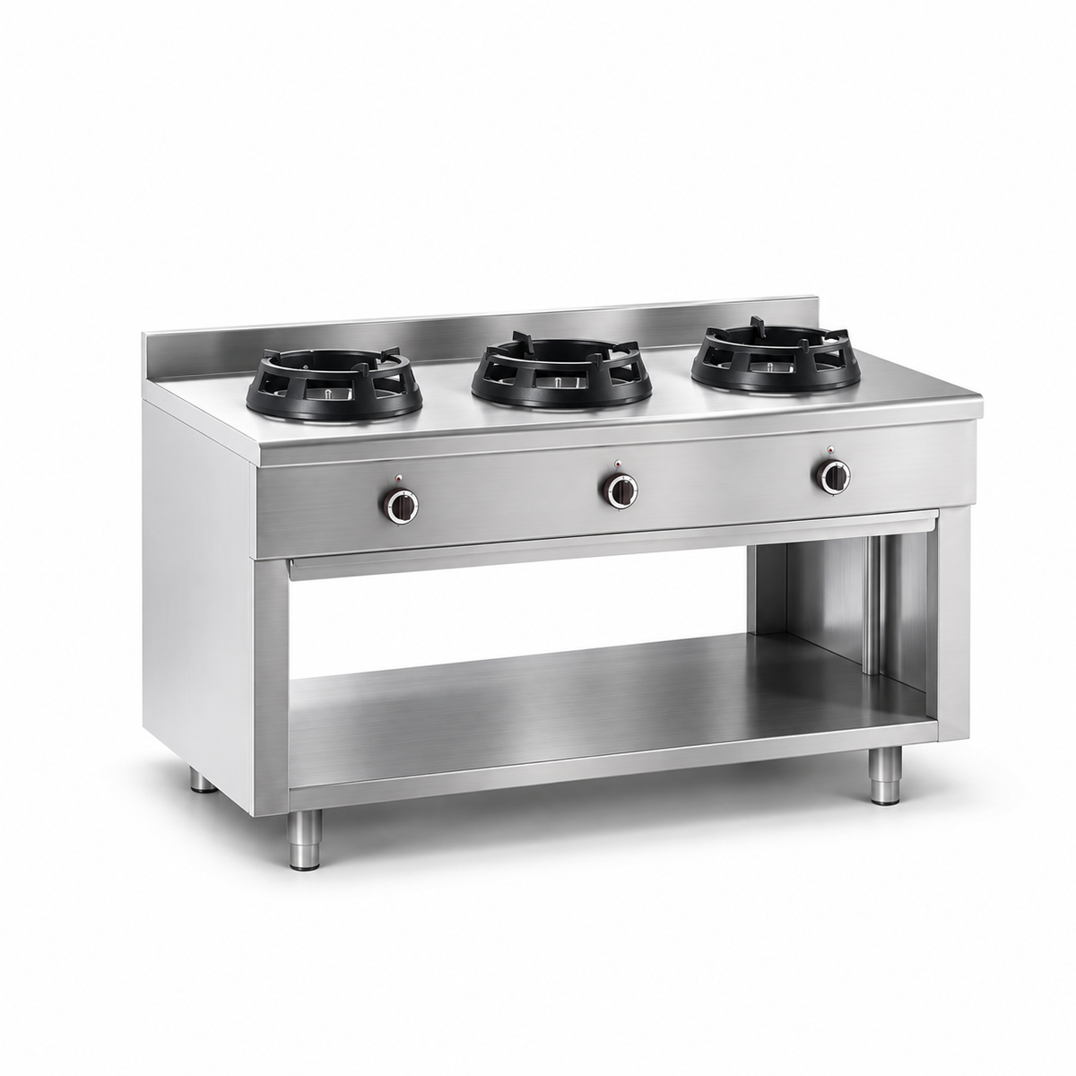 Gas-Wok-Herd einseitig – 3 Brenner