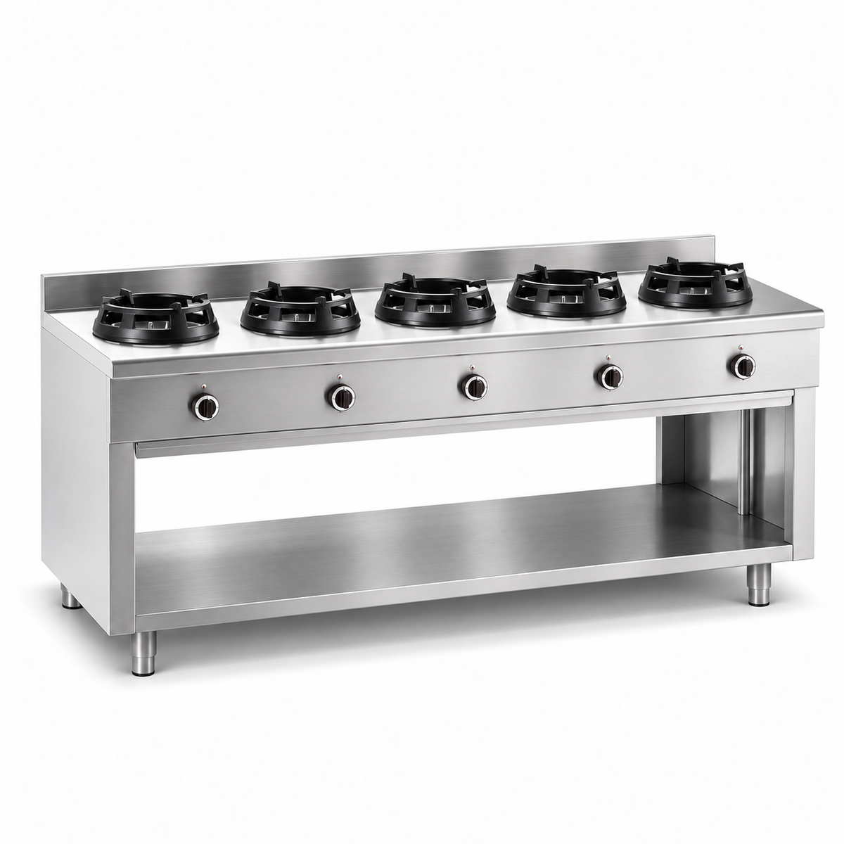Gas-Wok-Herd einseitig – 5 Brenner