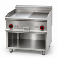 Elektro-Grillplatte Standmodell mit zwei Grillzonen; verchromt (halb glatt, halb gerillt) - Maße: 800 x 700 x 870 mm