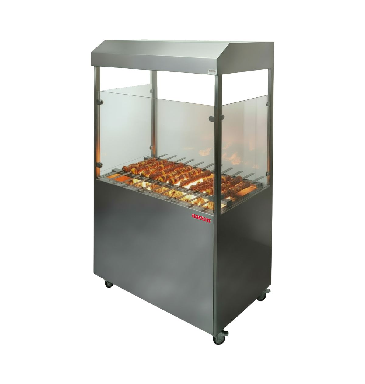 Holzkohle Grill Kebab Standmodell - Maße: 2085 x 645 x 1950 mm