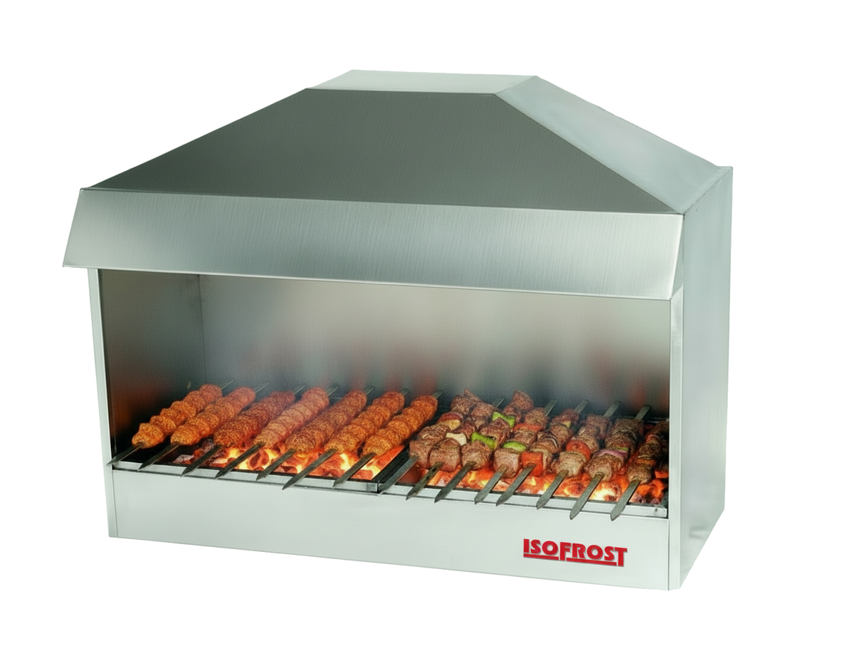 Holzkohle Grill Kebab Tischmodell mit Haube - Maße: 1000x600x850 mm