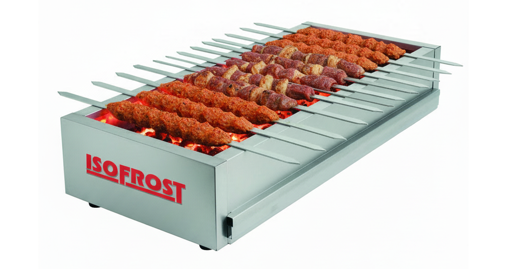 Holzkohle Grill Kebab Tischmodell - Maße: 3000x600x260 mm