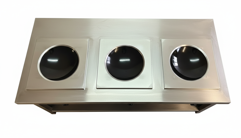Induktionswokherd Touch mit Unterbau - mit 3 Kochstellen - Maße: 1500x700x850 mm