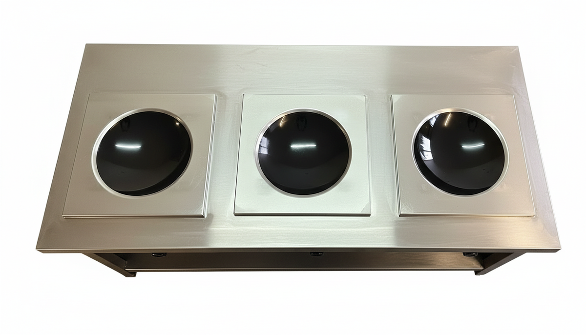 Induktionswokherd Touch mit Unterbau - mit 3 Kochstellen - Maße: 1500x700x850 mm