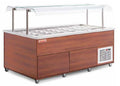 ISOFROST ISOLUX Kaltbuffet mit Holzdekor, Edelstahlwanne und Glasaufsatz