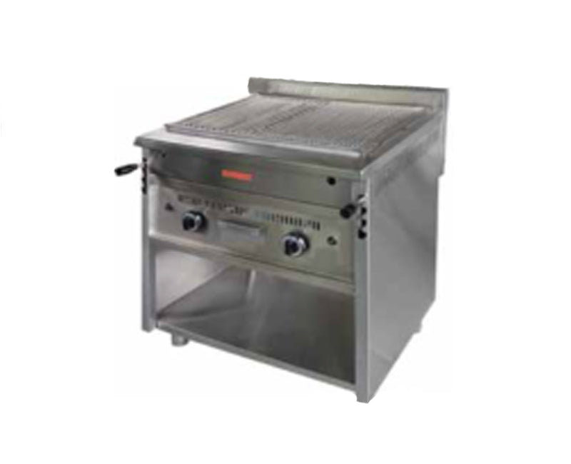 Gas Lavasteingrill - 14 kW - Grillrost neigbar - inkl. Unterbau