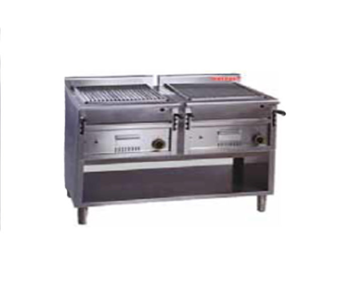 Lavastein Standgerät, 23,2 kW - Zwei Grillflächen: je 485 x 470 mm