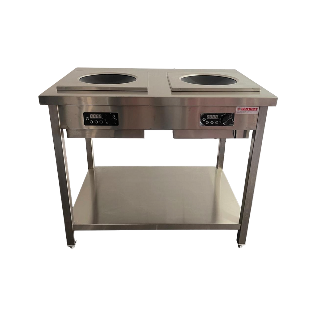 Induktionswokherd Touch mit Unterbau - mit 2 Kochstellen - Maße: 1000x700x850 mm