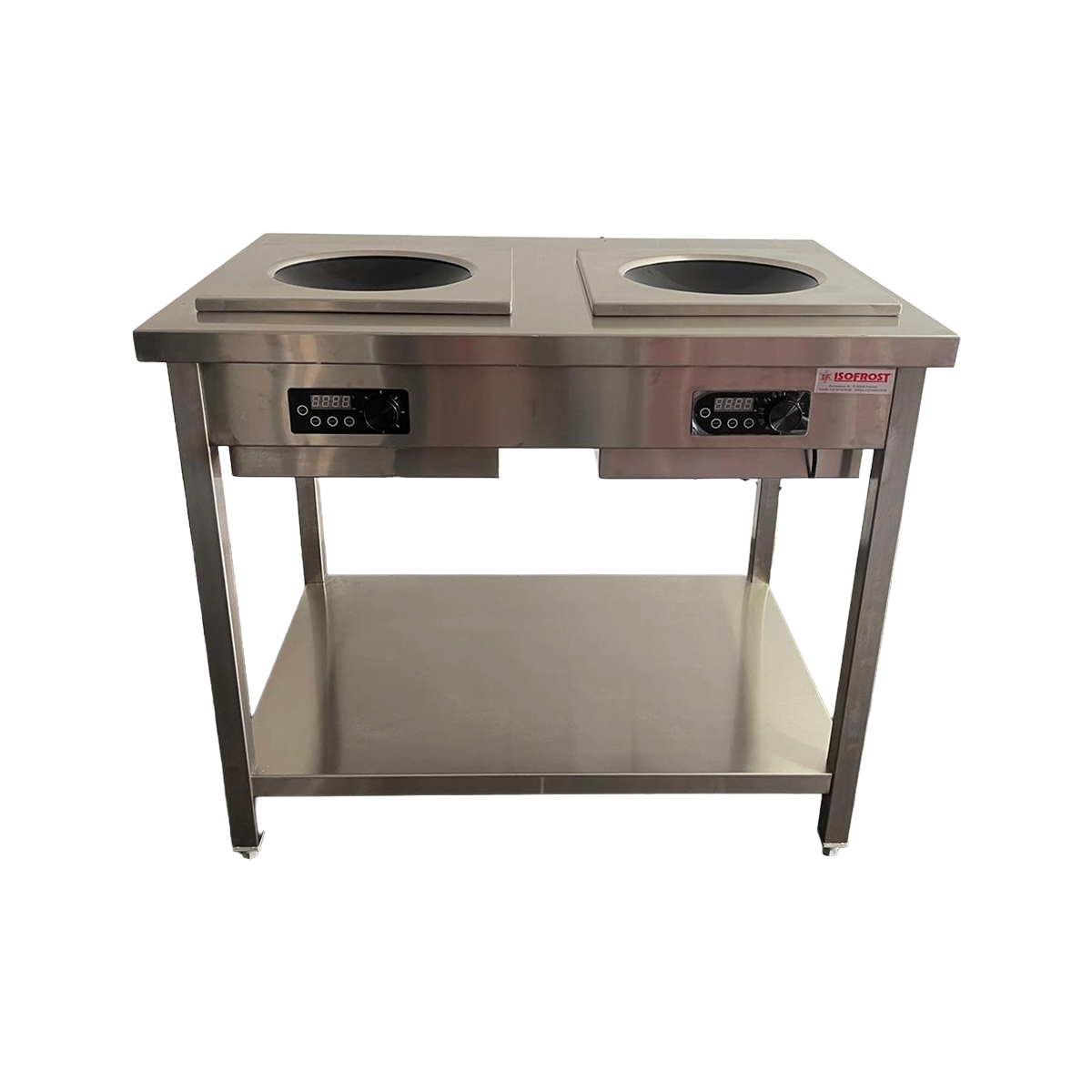 Induktionswokherd Touch mit Unterbau - mit 2 Kochstellen - Maße: 1000x700x850 mm