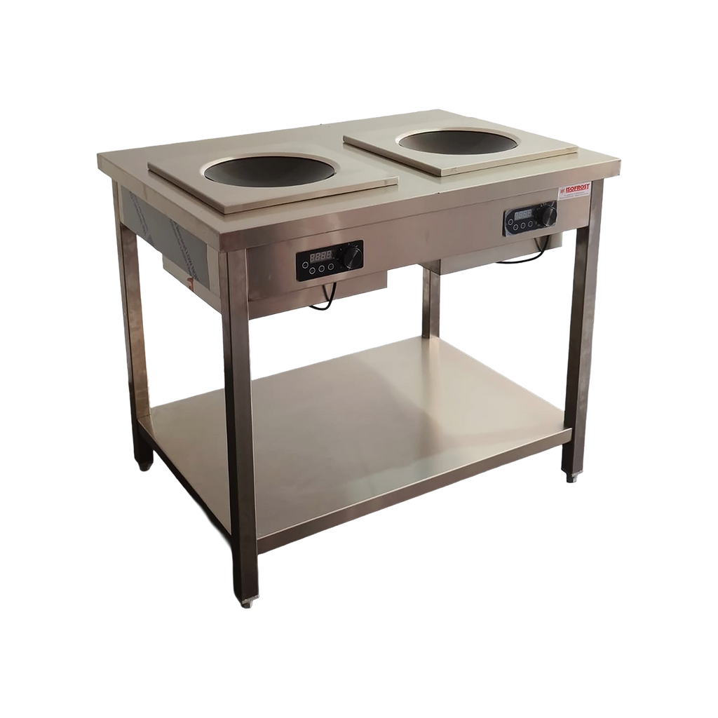 Induktionswokherd Touch mit Unterbau - mit 2 Kochstellen - Maße: 1000x700x850 mm