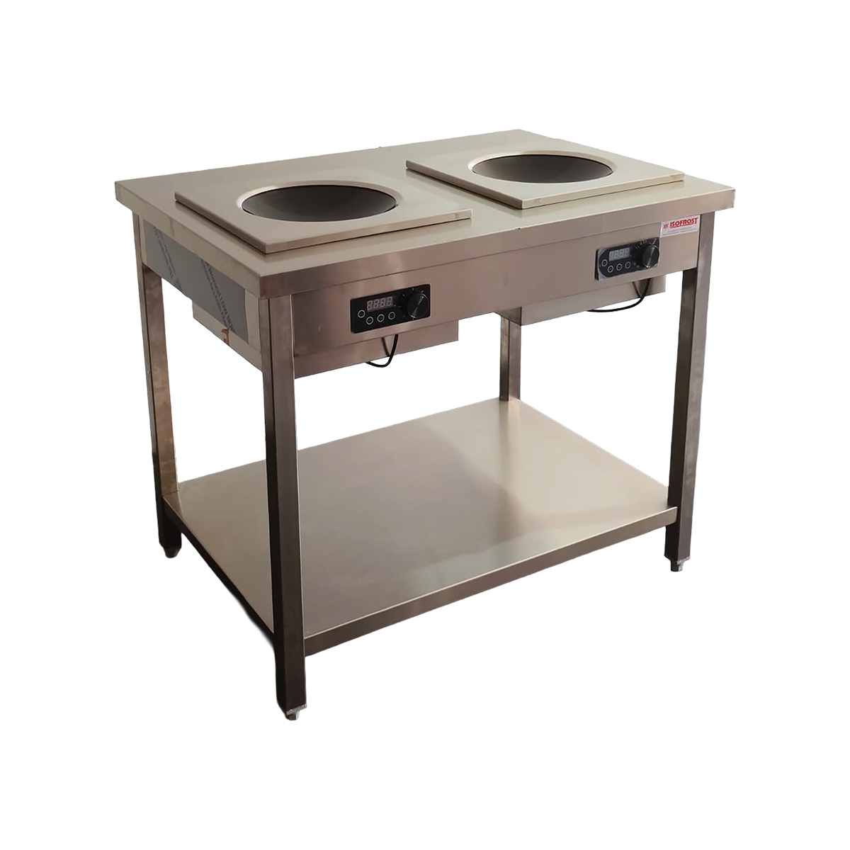 Induktionswokherd Touch mit Unterbau - mit 2 Kochstellen - Maße: 1000x700x850 mm