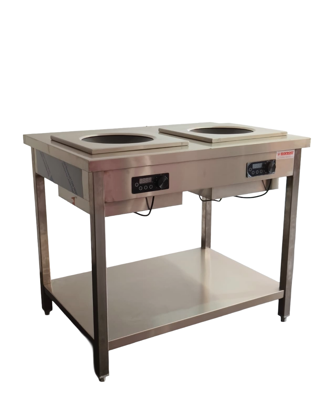 Induktionswokherd Touch mit Unterbau - mit 2 Kochstellen - Maße: 1000x700x850 mm