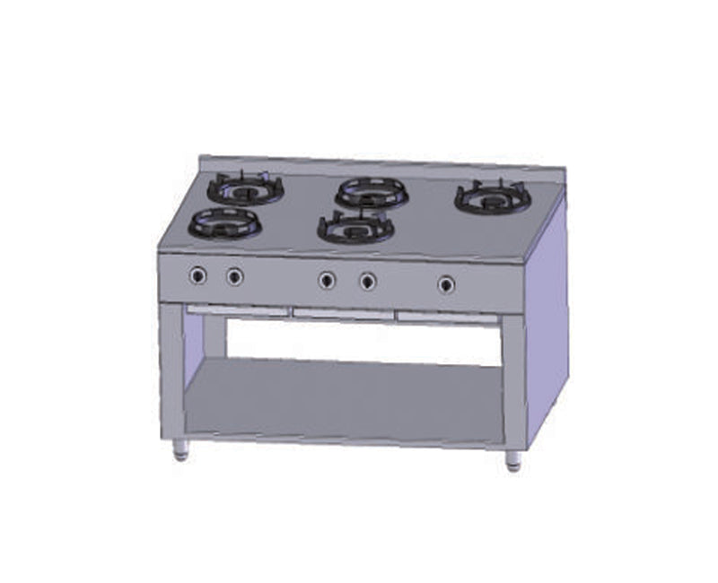 Gas-Wok-Herd einseitig – 5 Brenner