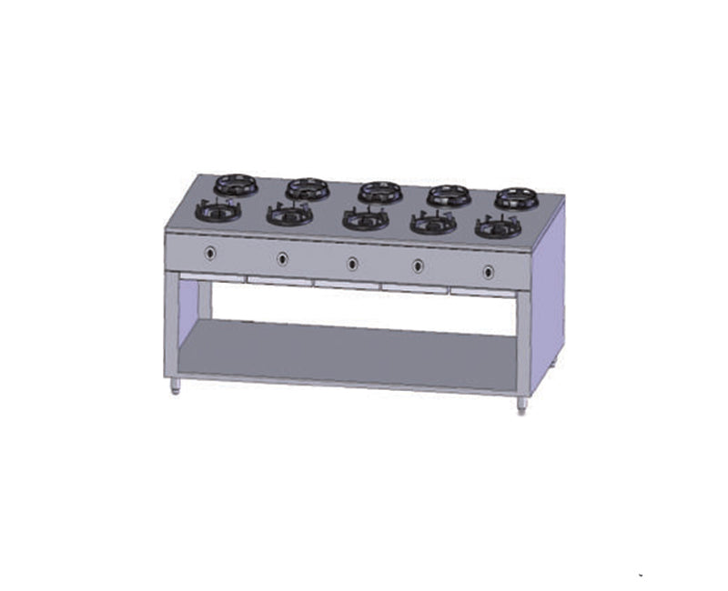 Gas-Wok-Herd zweiseitig – 10 Brenner