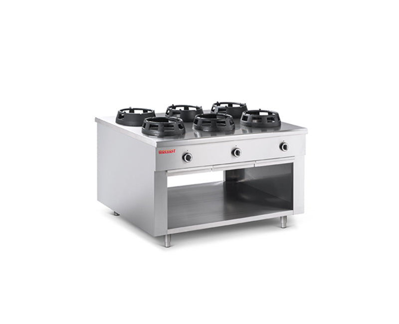 Gas-Wok-Herd zweiseitig – 6 Brenner