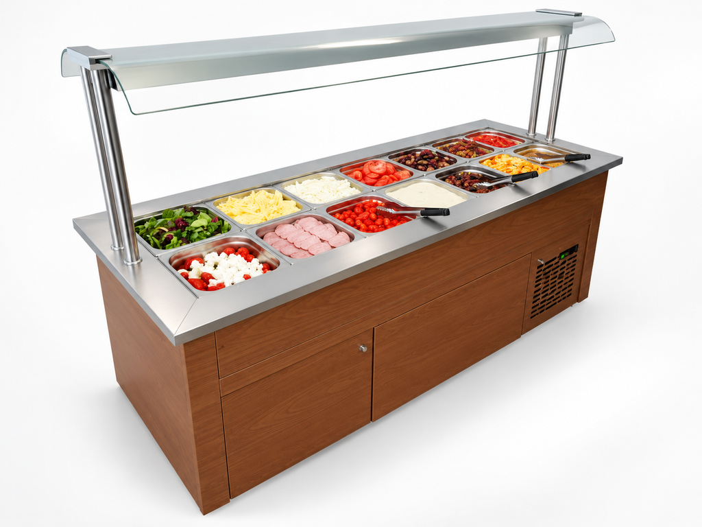 ISOFROST Hamburg Kaltbuffet mit Dekorblech in Holzoptik