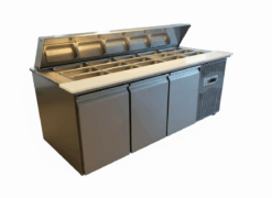 Zubereitungstisch Salatbar 3 Türen – 15× GN 1/3 - 1888x750x850 mm